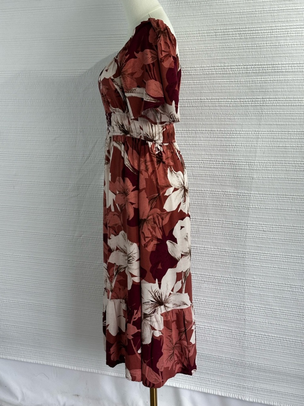 Luxology Floral Boho Midi Dress Earth Tone Cottagecore Romantic Flowy Small - Picture 5 of 11
